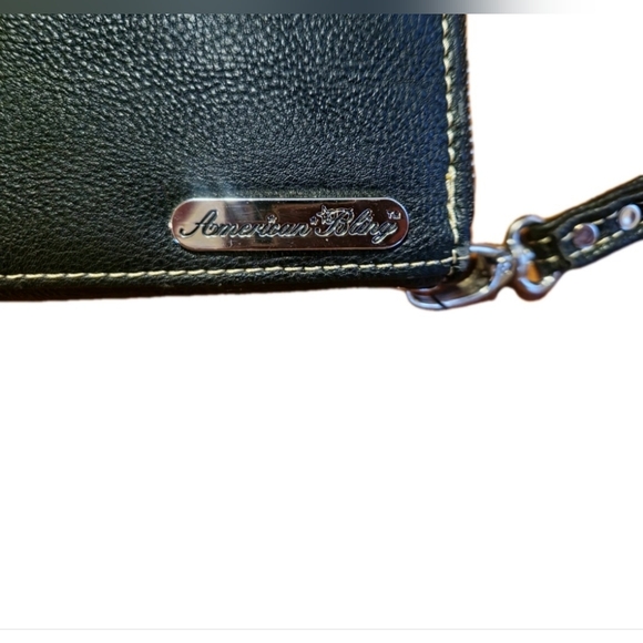 Western Turquoise Cross Studded Wristlet Wallet Black Embroidered Cowgirl Clutch - Picture 2 of 10